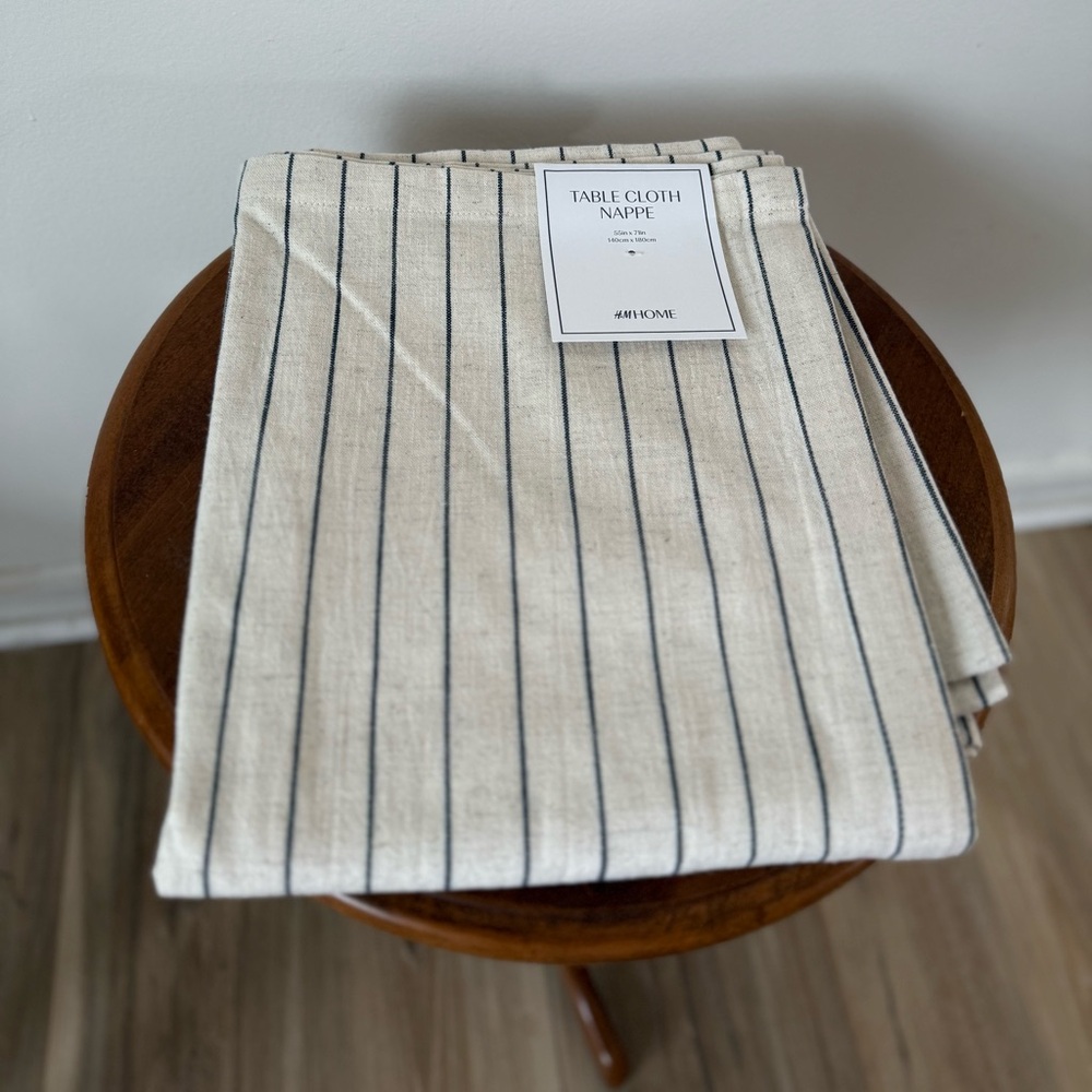 H&M Cream and Black Striped Table Cloth